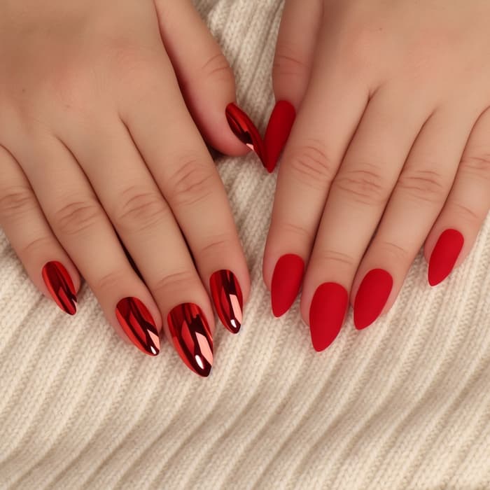 Накладные ногти, 12 шт., с клеевыми пластинами, форма миндаль, красные