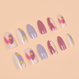 Накладные ногти «Пятнышки», 12 шт., с клеевыми пластинами, форма миндаль, разноцветные