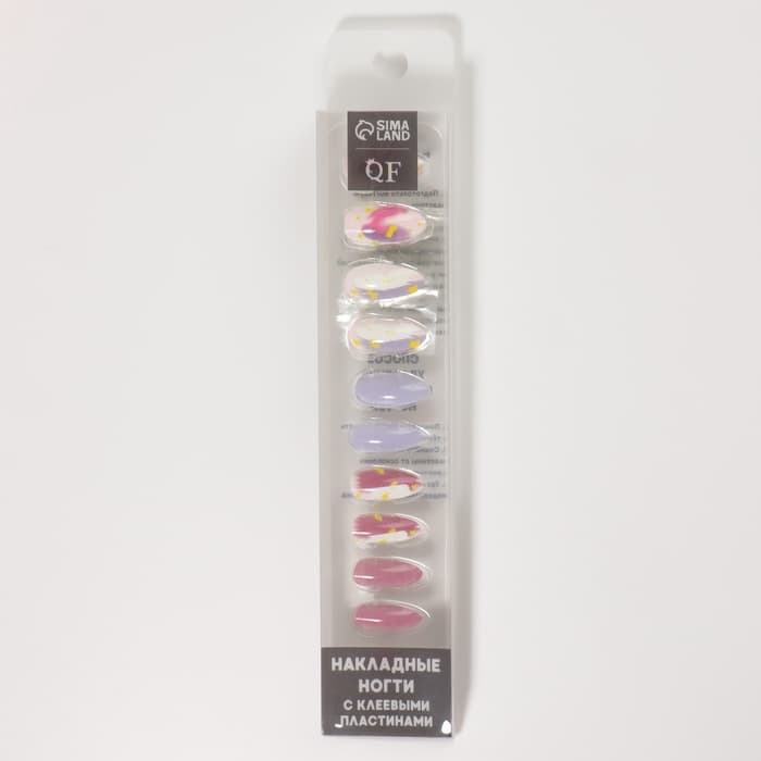 Накладные ногти «Пятнышки», 12 шт., с клеевыми пластинами, форма миндаль, разноцветные