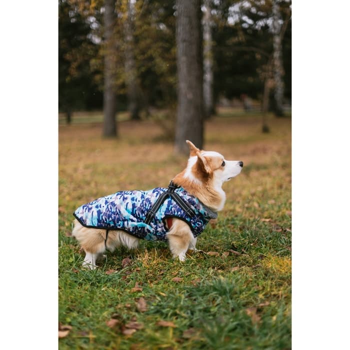 Куртка для собак со шлейкой, размер М (ДС 32 см, ОШ 28 см, ОГ 42 см), камуфляжная