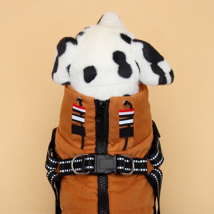 Куртка для собак со шлейкой, размер S (ДС 25, ОГ 35, ОШ 25 см), горчичная