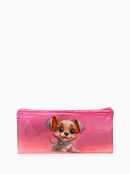 Косметичка-пенал на молнии, среднего размера, с рисунком, розовая