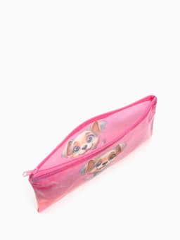 Косметичка-пенал на молнии, среднего размера, с рисунком, розовая