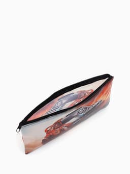 Косметичка-пенал на молнии, с изображением автомобиля, рыжая
