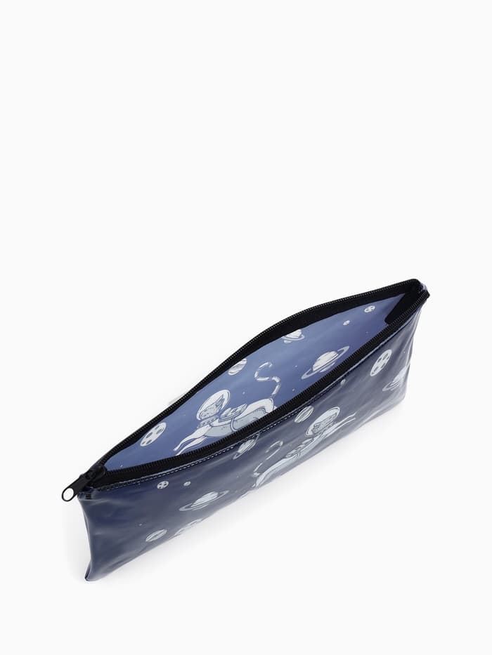 Косметичка-пенал на молнии, с рисунком Космос, синяя
