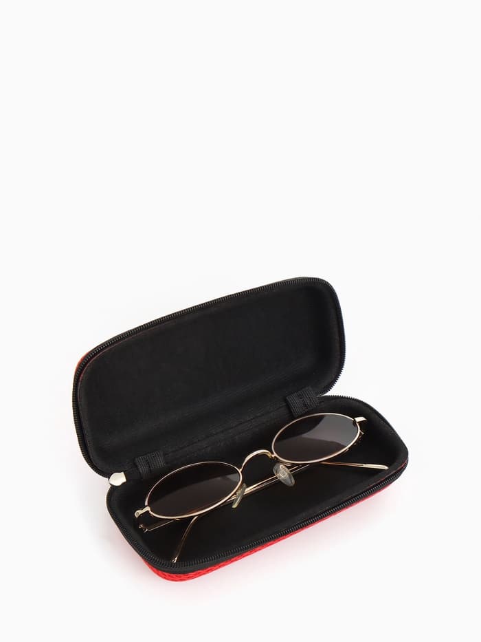 Футляр для очков на молнии, однотонный, размер 15×4×6.5 см, красный