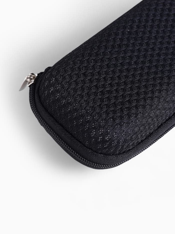 Футляр для очков на молнии, однотонный, размер 15×4×6.5 см, чёрный