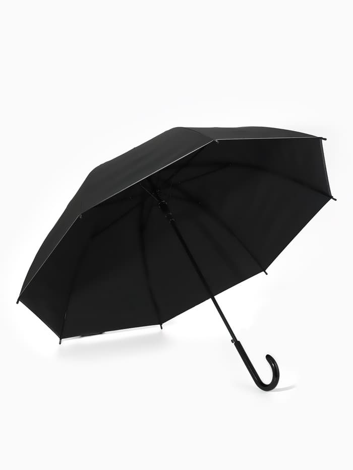Зонт - трость полуавтоматический «Однотонный», 8 спиц, R=52/58 см, D=104 см, чёрный