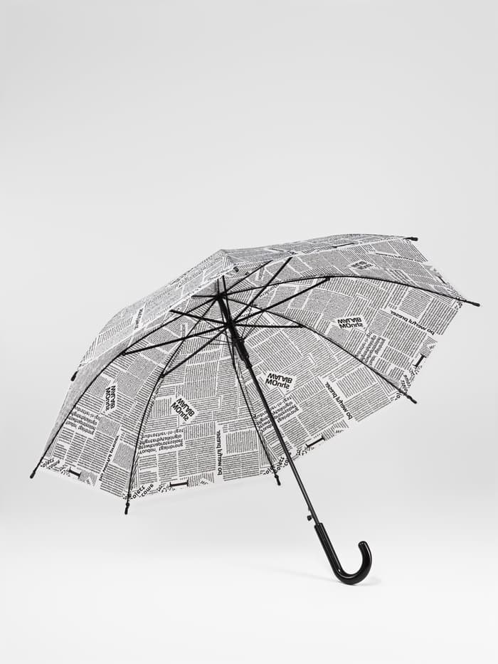 Зонт - трость полуавтоматический «Газета», 8 спиц, R=47/54 см, d=94 см, серый