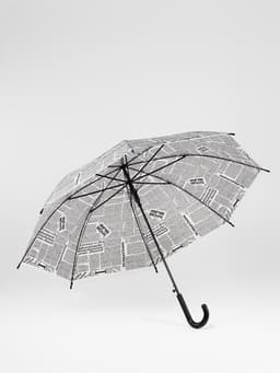 Зонт - трость полуавтоматический «Газета», 8 спиц, R=47/54 см, d=94 см, серый