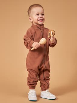 Комбинезон детский флисовый, коричневый, рост 104-110 см