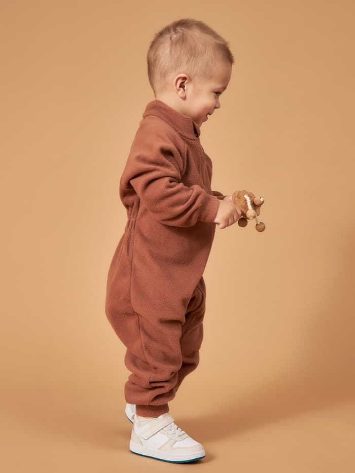 Комбинезон детский флисовый, коричневый, рост 104-110 см