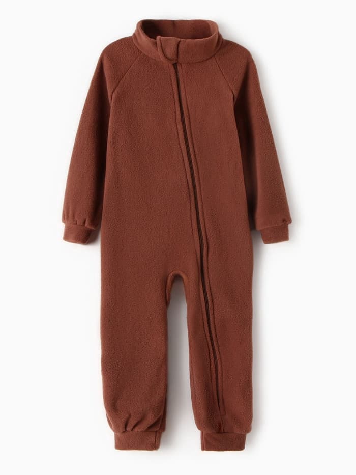 Комбинезон детский флисовый, коричневый, рост 104-110 см