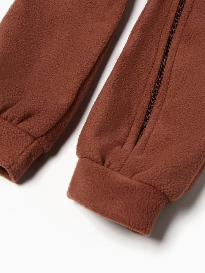 Комбинезон детский флисовый, коричневый, рост 104-110 см