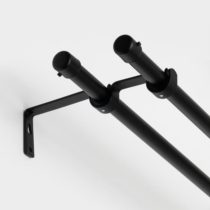 Карниз двухрядный кованый, 160-300 см, телескопический, металл, чёрный