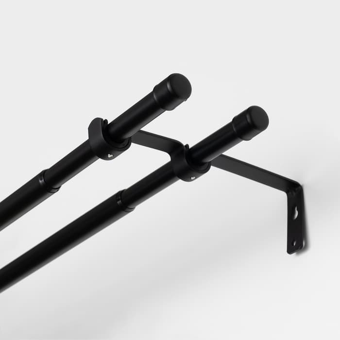 Карниз двухрядный кованый, 160-300 см, телескопический, металл, чёрный