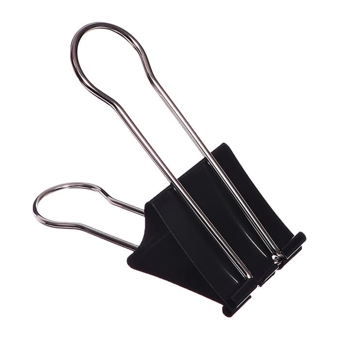 Зажим для бумаг черный 60 мм большой 20×6×4.5 см в пакете