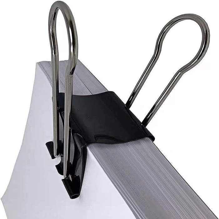 Зажим для бумаг черный 60 мм большой 20×6×4.5 см в пакете