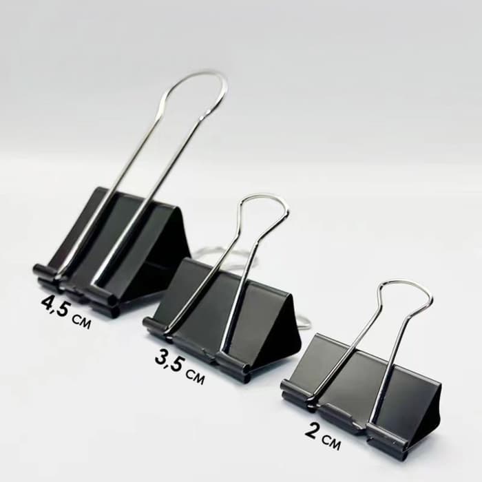 Зажим для бумаг черный 60 мм большой 20×6×4.5 см в пакете