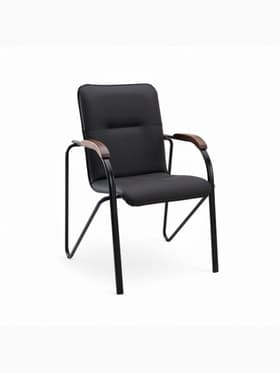 Стул офисный для посетителей «Клик Мебель. Самба», металл/экокожа, цвет чёрный/орех