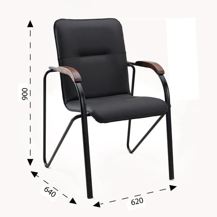 Стул офисный для посетителей «Клик Мебель. Самба», металл/экокожа, цвет чёрный/орех