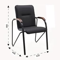 Стул офисный для посетителей «Клик Мебель. Самба», металл/экокожа, цвет чёрный/орех