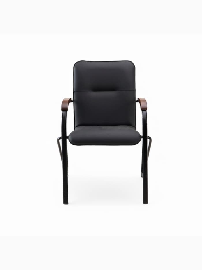Стул офисный для посетителей «Клик Мебель. Самба», металл/экокожа, цвет чёрный/орех