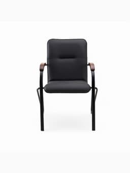 Стул офисный для посетителей «Клик Мебель. Самба», металл/экокожа, цвет чёрный/орех