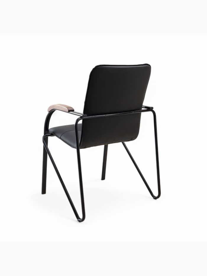 Стул офисный для посетителей «Клик Мебель. Самба», металл/экокожа, цвет чёрный/орех