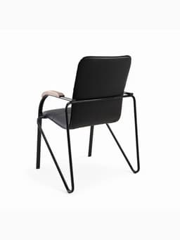 Стул офисный для посетителей «Клик Мебель. Самба», металл/экокожа, цвет чёрный/орех