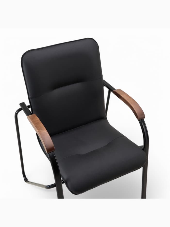 Стул офисный для посетителей «Клик Мебель. Самба», металл/экокожа, цвет чёрный/орех