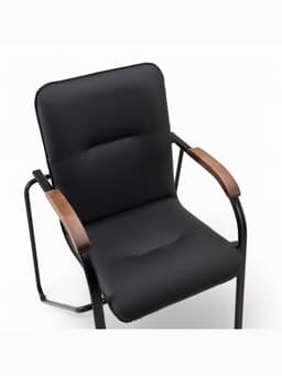 Стул офисный для посетителей «Клик Мебель. Самба», металл/экокожа, цвет чёрный/орех
