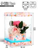 Коробка для цветов с вазой и пластиковыми окнами складная «Весенние цветы», 16×23×16 см