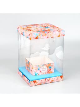 Коробка для цветов с вазой и пластиковыми окнами складная «Весенние цветы», 16×23×16 см
