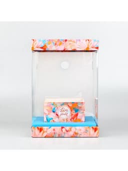 Коробка для цветов с вазой и пластиковыми окнами складная «Весенние цветы», 16×23×16 см