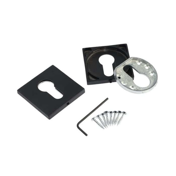 Накладка на цилиндровый механизм LOCKLAND, квадратная, с креплением, цвет черный