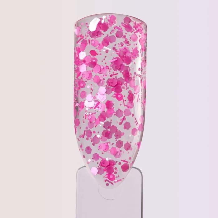 Гель для наращивания, с блёстками, трехфазный, 15 г, LED/UV, прозрачный, розовый