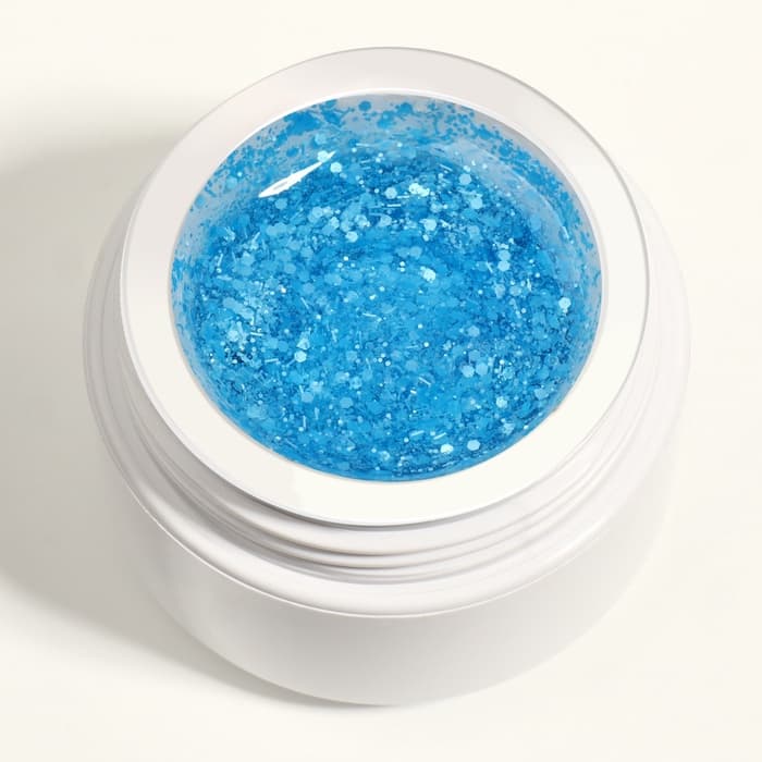 Гель для наращивания, с блёстками, трехфазный, 15 г, LED/UV, прозрачный, голубой
