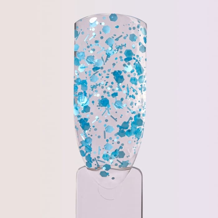 Гель для наращивания, с блёстками, трехфазный, 15 г, LED/UV, прозрачный, голубой