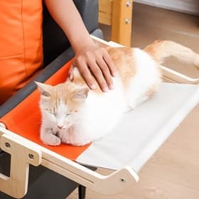 Гамак для кошки на кровать, 45×35×16 см, вес до 15 кг, бежевый, оранжевый