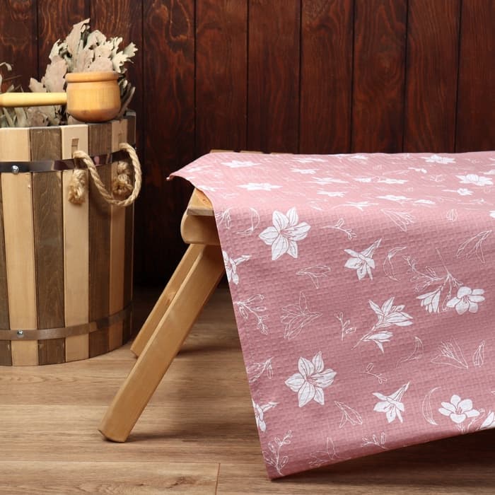 Простыня вафельная для бани «Этель. Лилия», 150×180 см, хлопок 100%, розовая
