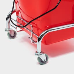 Тележка уборочная одноведерная с вертикальным отжимом и сеткой, красное ведро 25 л, хромированная рама