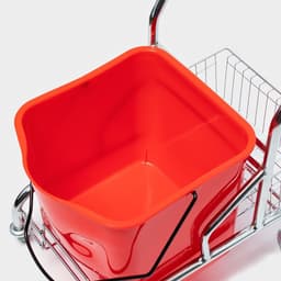 Тележка уборочная одноведерная с вертикальным отжимом и сеткой, красное ведро 25 л, хромированная рама