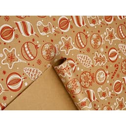 Бумага в тубусе крафтовая бурая в рулоне «С Новым годом», 0.68×7 м