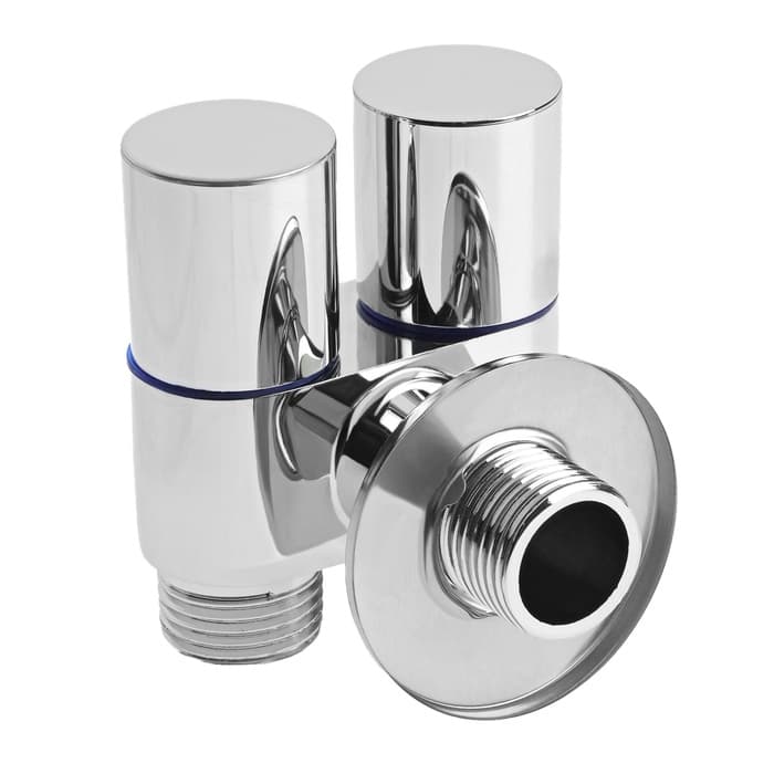 Кран для бытовых приборов ZEIN, 1/2" × 1/2", угловой, двойной, хром