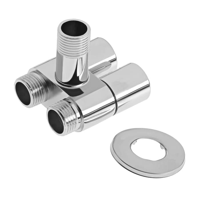 Кран для бытовых приборов ZEIN, 1/2" × 1/2", угловой, двойной, хром