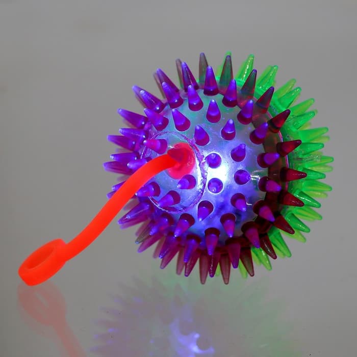 Мяч световой на резиночке, 6.5 см, прозрачный, набор 3 шт., МИКС