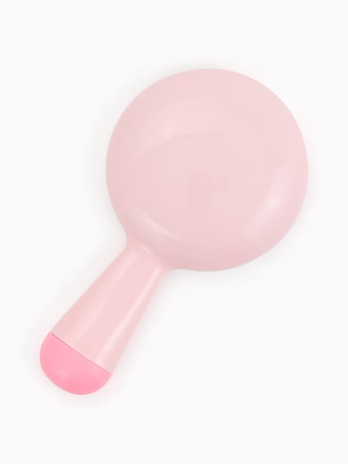 Зеркало с ручкой, 7.7×14 см, (d=7.3 см), розовое