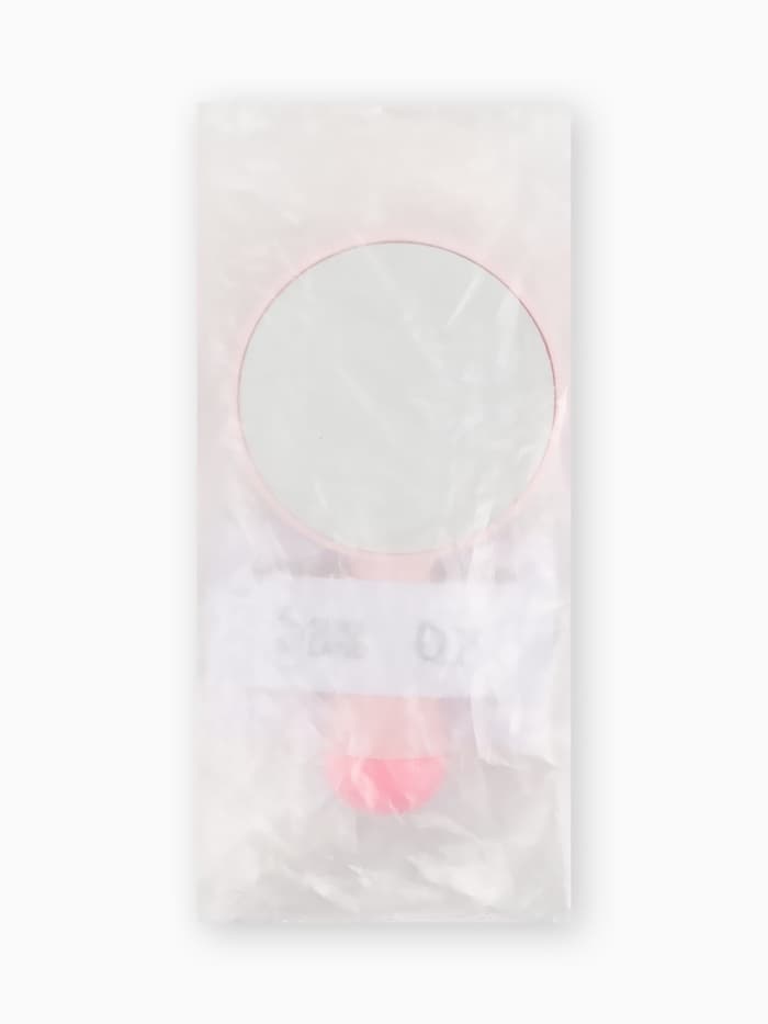 Зеркало с ручкой, 7.7×14 см, (d=7.3 см), розовое