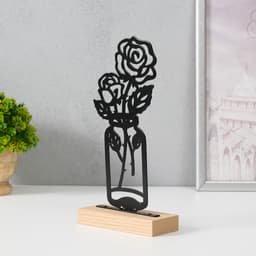 Фигурка металл «Розы в банке», чёрный, 5×11.5×22 см